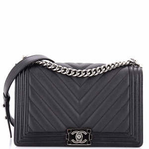 Chanel New Medium Boy Flap Bag Chevron Caviar